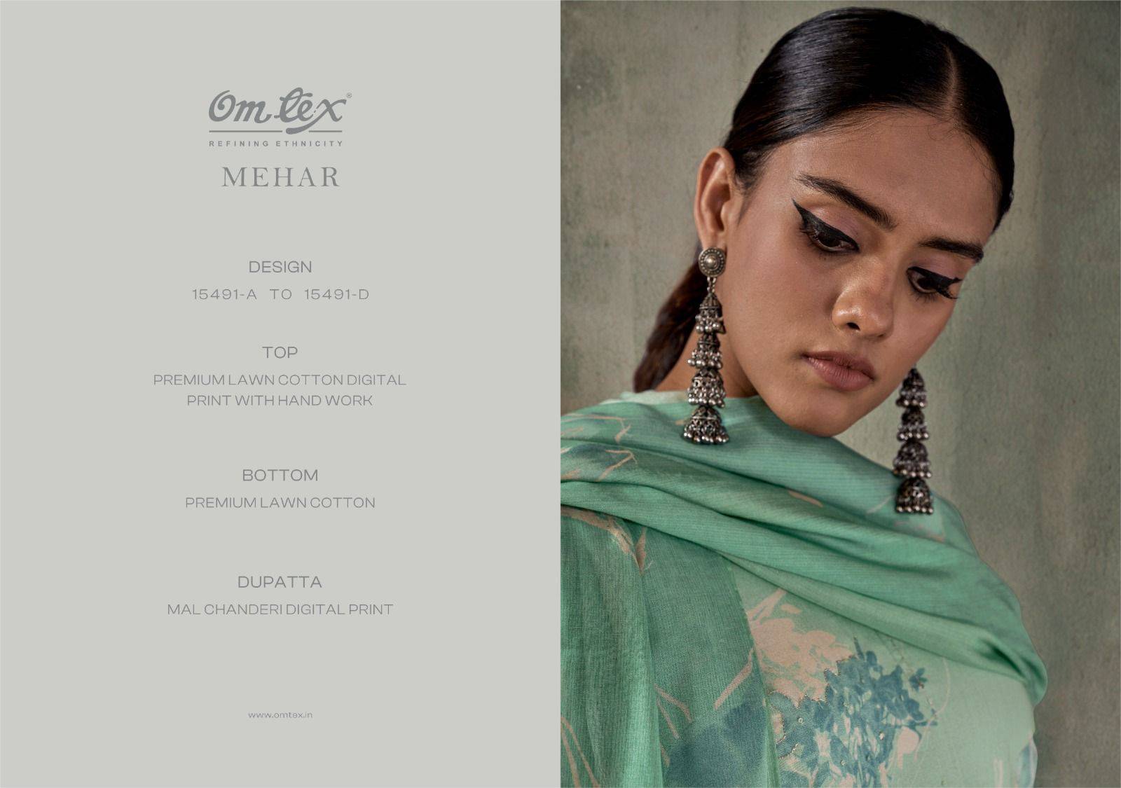 MEHAR By OMTEX 15491 A TO 15491 D Beautiful Festive Suits Stylish Colorful Fancy Casual Wear & Ethnic Wear PREMIUM LAWN COTTON Dresses At Wholesale Price
